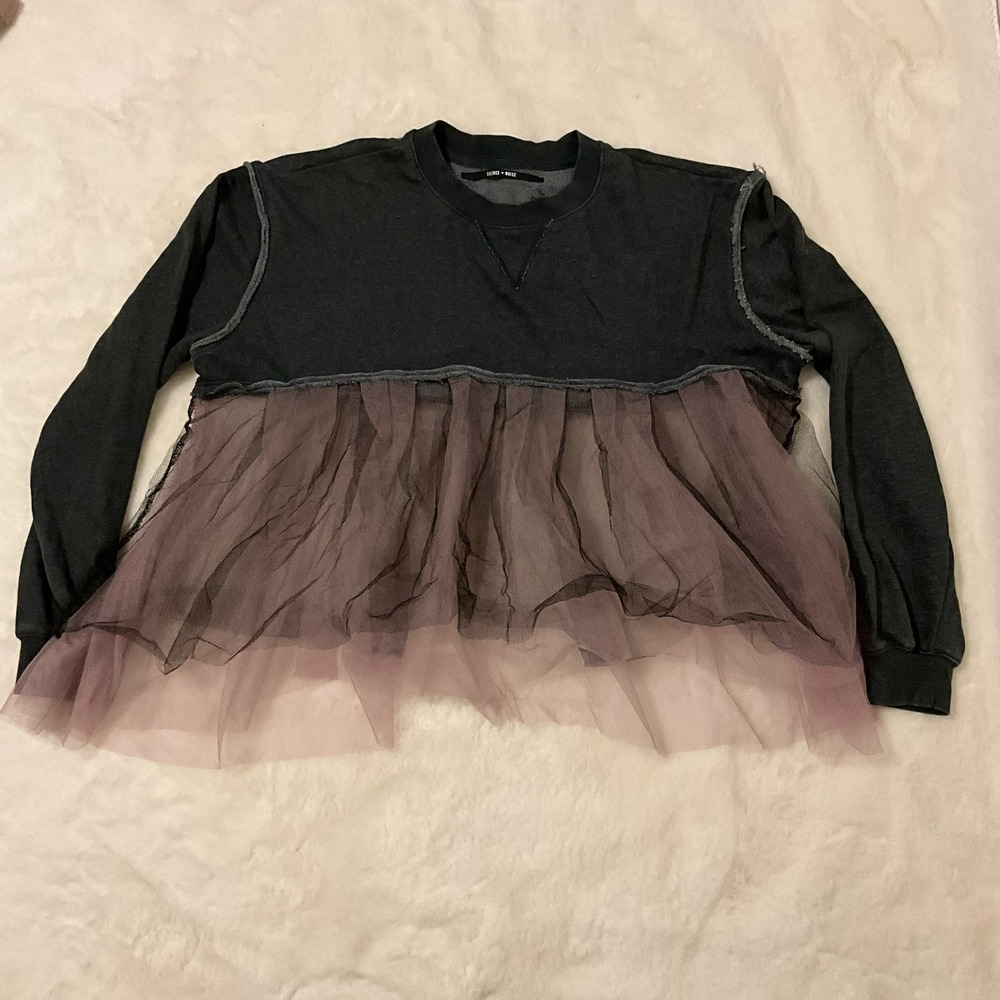 Silence + Noise Anastasia Tulle Sweatshirt Size Medium Oversized - Picture 2 of 5